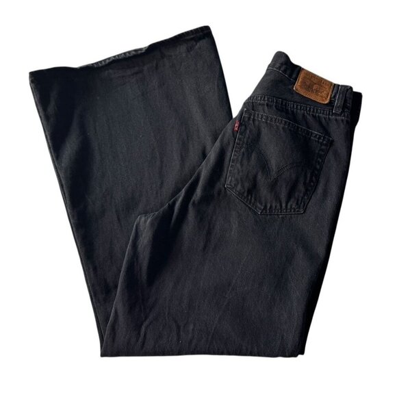 Levi's Premium Womens Sz 31 High Loose Flare Leg Trainwreck Black Denim Jeans - Picture 12 of 12
